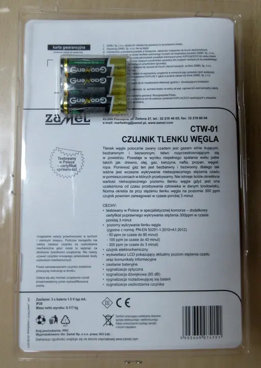 Photo from the official notice: Zamel Carbon monoxide detector — suffocation risk