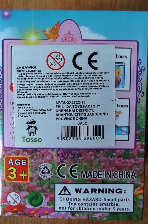 Foto do aviso oficial: Tasso Fairy Egg / Growing Pet Brinquedo expansível — risco: Engasgamento & Ferimentos