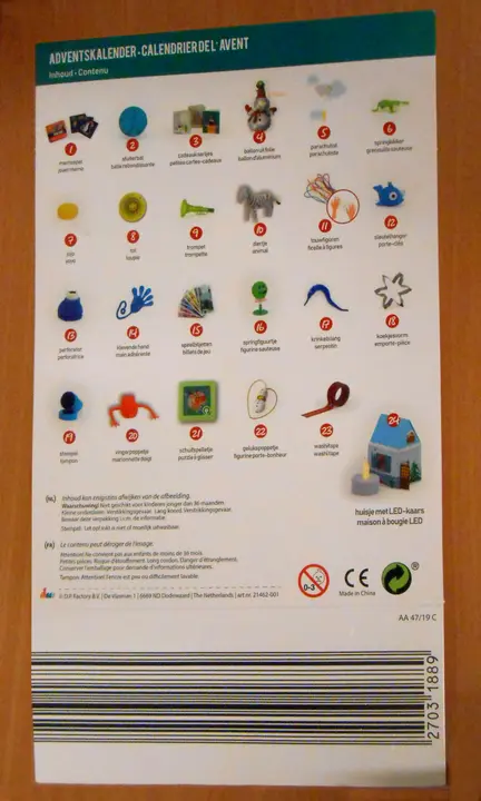 Foto do aviso oficial: Adventskalender - Calendrier de l'avent Calendário do Advento — risco: Engasgamento