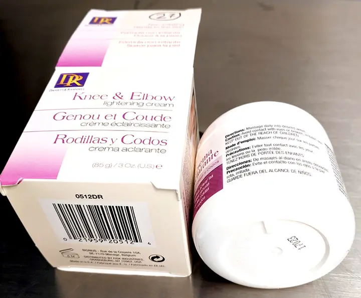 Foto aus der offiziellen Meldung: Daggett &amp; Ramsdell Knee &amp; elbow lightening cream Hautaufhellungsprodukt — Risiko: Chemikalie