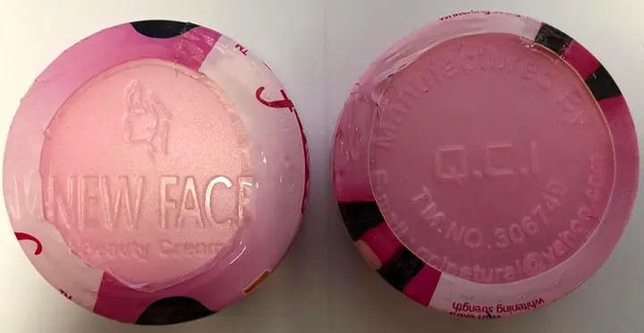 Foto dell’avviso ufficiale: New Face Whitening cream Prodotto schiarimento della pelle — rischio: Rischio chimico