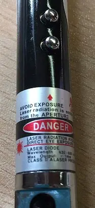 Foto aus der offiziellen Meldung: Laserpointer — Risiko: Sehschaden (A12/00074/19)