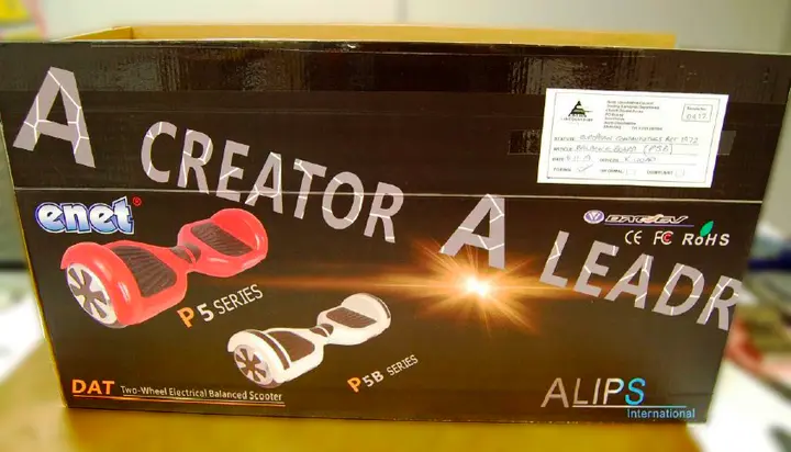 Foto do aviso oficial: enet P5B Hoverboard Scooter deequilíbrio (Hoverboard) — risco: Choque elétrico & Incêndio