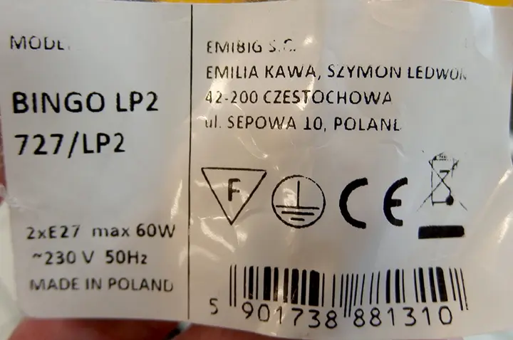Foto aus der offiziellen Meldung: EMIBIG Stehleuchte — Risiko: Elektrischer Schlag (A11/00003/20)