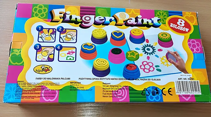 Foto uit de officiële melding: Hipo Finger Paint Vingerverf — risico: Chemische risico's