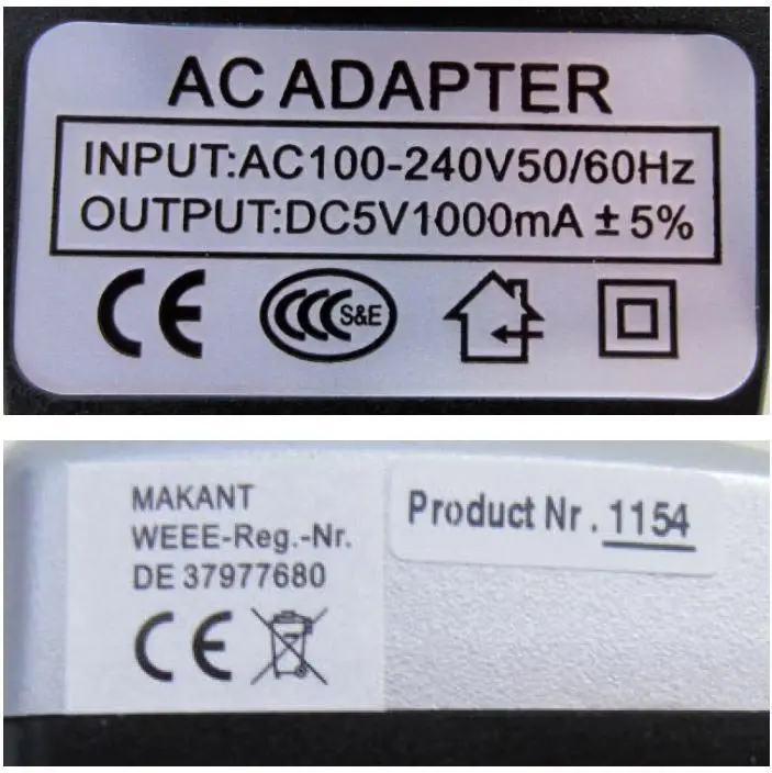 Photo de l’avis officiel: Makant Universal AC Adapter Chargeur USB — risque: Choc électrique
