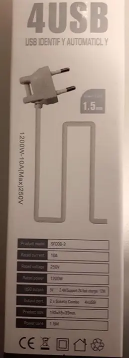 Photo de l’avis officiel: 2POWER SOCKET 4USB Plomb d’extension du secteur — risque: Choc électrique