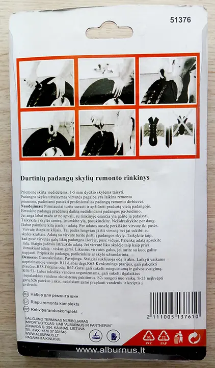 Foto dell’avviso ufficiale: Alburnus TYRE REPAIR KIT Kit riparazione pneumatici — rischio: Rischio chimico