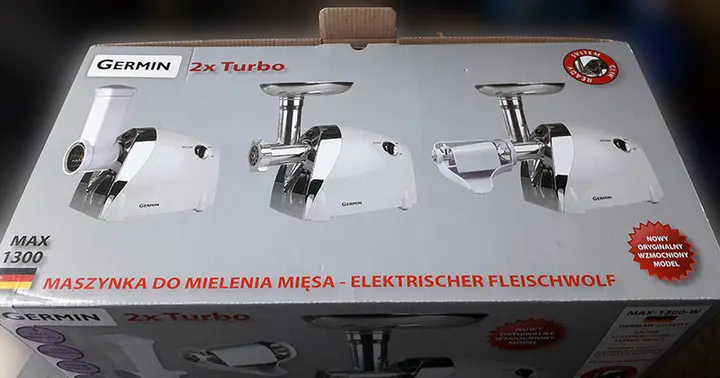 Foto aus der offiziellen Meldung: Germin Maszynka do mielenia miesa / Elektrischer Fleischwolf — Risiko: Elektrischer Schlag & Feuer