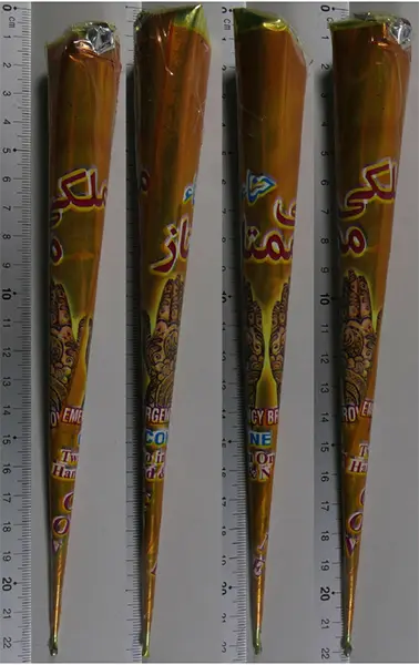 Foto do aviso oficial: Malki Mumtaz Henna Cone Mehndy Produto henna — risco: Químico