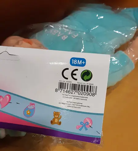 Photo from the official notice: Toi Toys Cute baby soft toy — choking risk