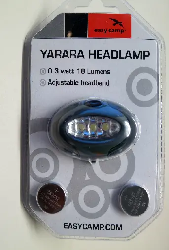 Photo de l’avis officiel: Easy Camp Yarara Headlamp / Yarara Hodelykt Projecteur — risque: Environnement