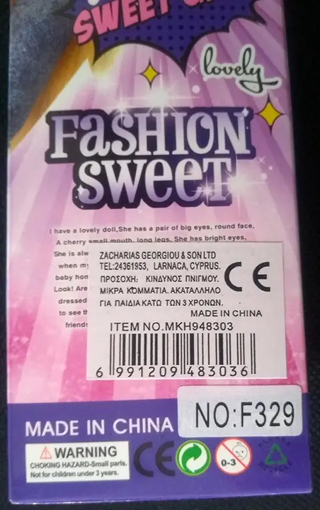Foto do aviso oficial: Fashion Sweet Boneca de plástico — risco: Químico