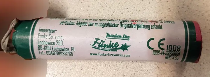 Foto aus der offiziellen Meldung: Funke Funke China-Böller D Feuerwerk — Risiko: Gehörschaden