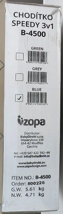 Photo de l’avis officiel: ZOPA CHODÍTKO SPEEDY 3v1 Marchette pour bébé — risque: Blessures