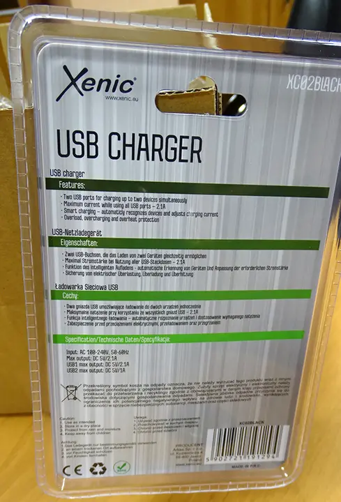 Photo de l’avis officiel: Xenic USB Charger Chargeur USB — risque: Choc électrique