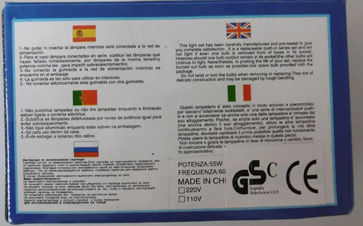 Photo from the official notice: ETS Germany MULTI FUNCTION multi function led — electric shock risk