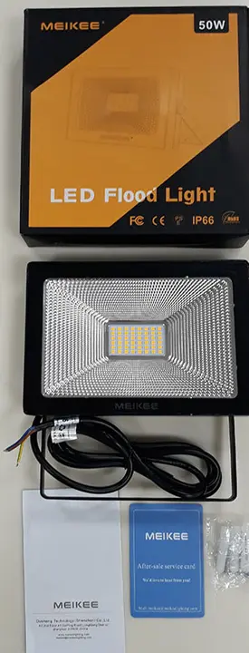 Photo de l’avis officiel: Meikee 50W LED Floodlight — risque: Choc électrique