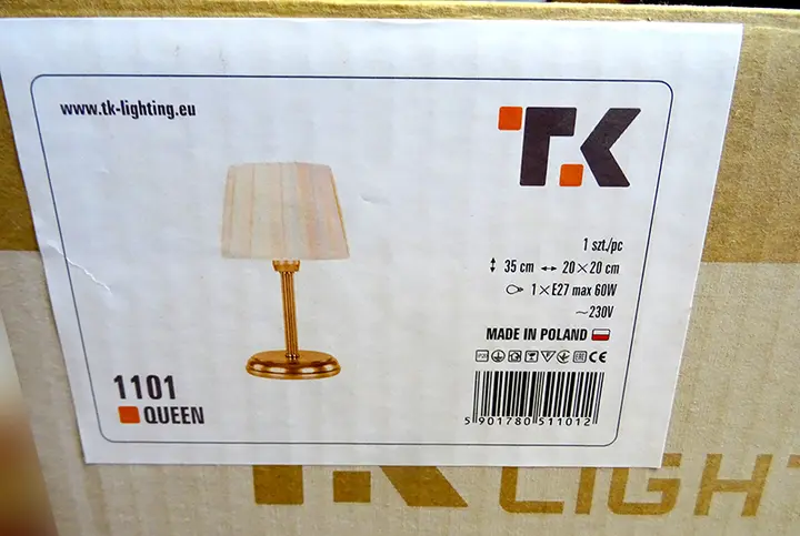 Foto do aviso oficial: TK QUEEN/CHARLOTTE Candeeiro de mesa — risco: Choque elétrico