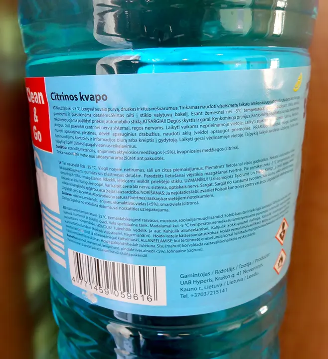 Foto dell’avviso ufficiale: Clean&amp;Go Liquido di lavaggio del parabrezza — rischio: Rischio chimico