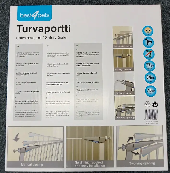 Foto dell’avviso ufficiale: Best4Pets Turvaportti Barriera di sicurezza — rischio: Intrappolamento & Lesioni