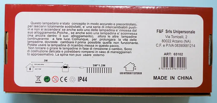 Foto dell’avviso ufficiale: F&amp;F 1) 256L LED TENDA A PIOGGIA; 2) 240L LED TENDA A PIOGGIA Catene di illuminazione — rischio: Ustioni & Scossa elettrica