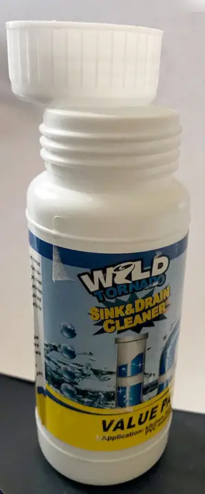 Photo from the official notice: Wild Tornado Sink and Drain Cleaner — chemical risk