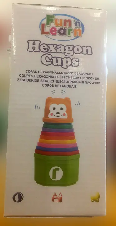 Foto do aviso oficial: Fun n' Learn, kids corner Hexagonal Cups Brinquedo de empilhamento — risco: Engasgamento