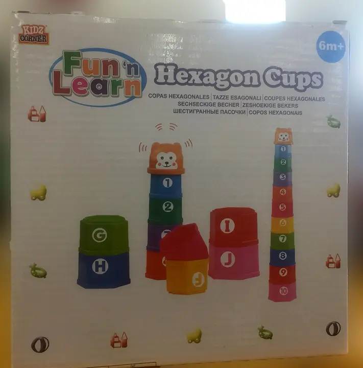 Foto do aviso oficial: Fun n' Learn, kids corner Hexagonal Cups Brinquedo de empilhamento — risco: Engasgamento