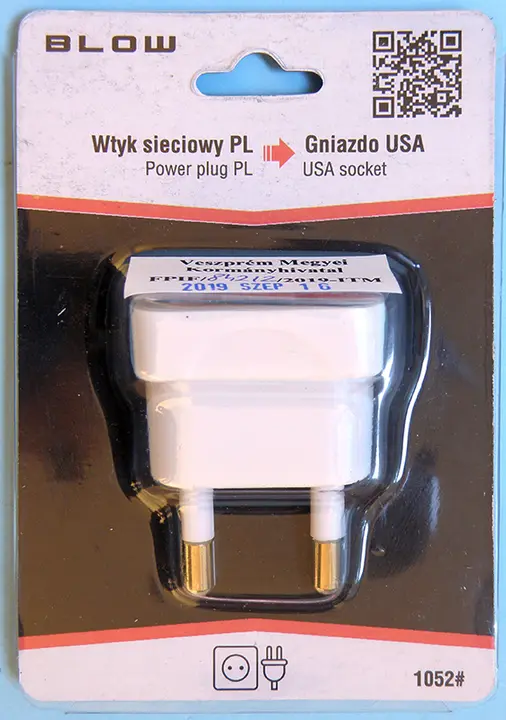 Foto uit de officiële melding: BLOW Power plug PL - USA socket / ADAPTER EU-USA konnektor Reisadapter — risico: Elektrische schok