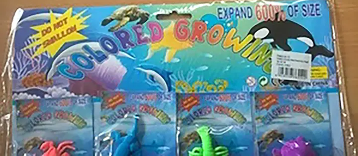 Foto dell’avviso ufficiale: Jelly Growing Sea Life Creatures Giocattolo espandibile — rischio: Ostruzione delle vie aeree & Lesioni