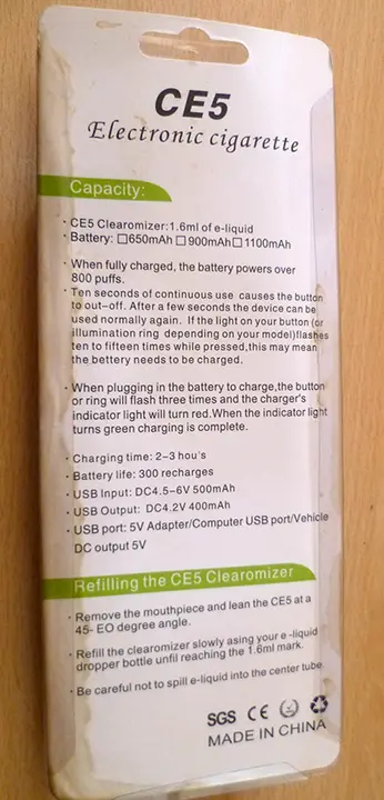 Photo de l’avis officiel: CE 5 Electronic cigarette Jeu de cigarettes électroniques — risque: Risque chimique