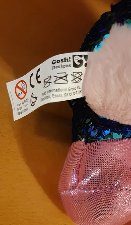 Photo de l’avis officiel: Sequin Glitzies Jouet doux — risque: Blessures