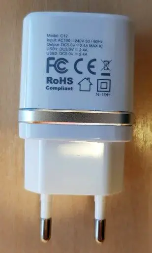 Photo from the official notice: hoco. Dual USB charger — electric shock & fire risk