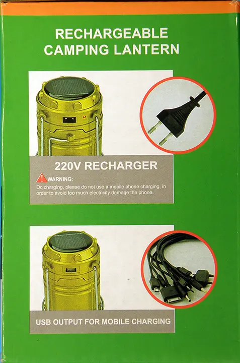 Foto dell’avviso ufficiale: Jia Hao RECHARGEABLE CAMPING LANTERN Lampada a LED portatile — rischio: Ustioni & Scossa elettrica