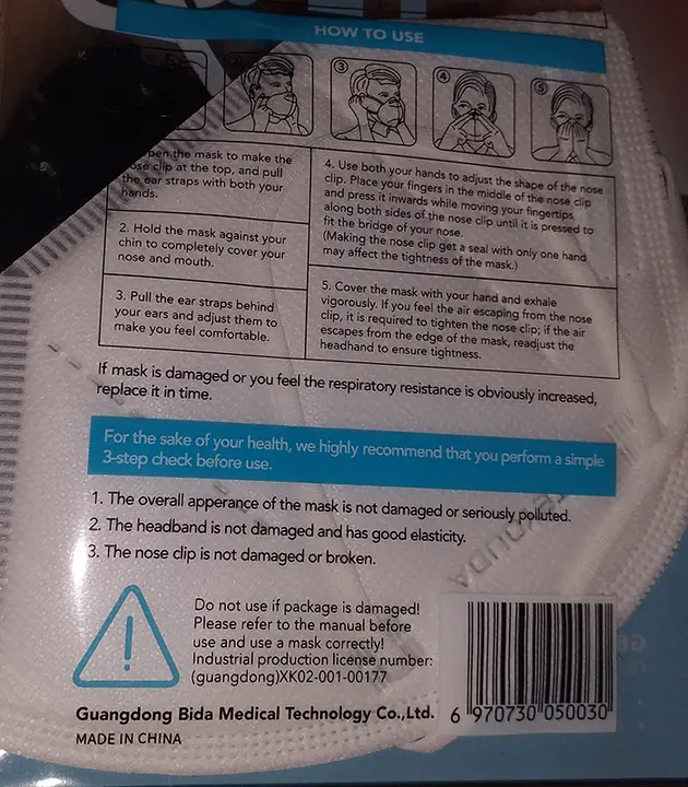 Photo de l’avis officiel: Teyouda KN95 Protective mask Masque de filtre à particules — risque: Risque sanitaire/autre