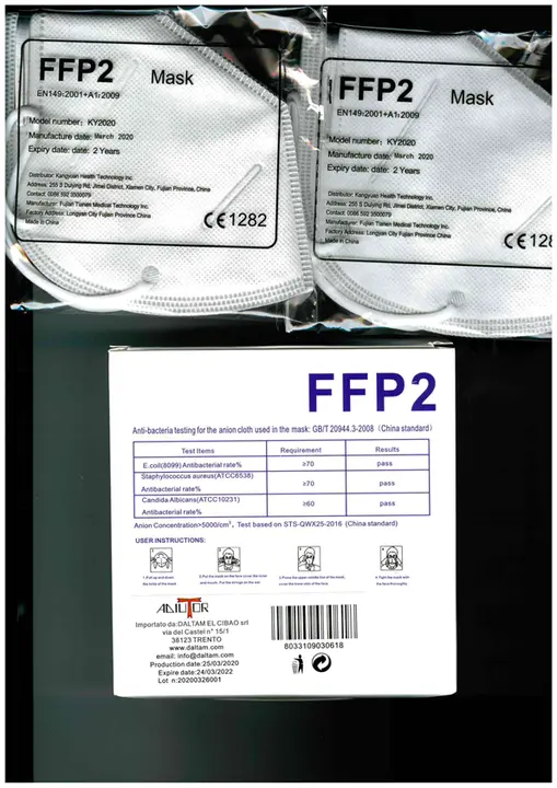 Foto dell’avviso ufficiale: Adiutor, KYJKKJ FFP2 Mask Maschera filtro antiparticolato — rischio: Rischio per la salute / altro
