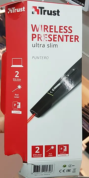 Foto aus der offiziellen Meldung: TRUST Wireless Presenter - ultra slim - puntero Laserpointer — Risiko: Sehschaden