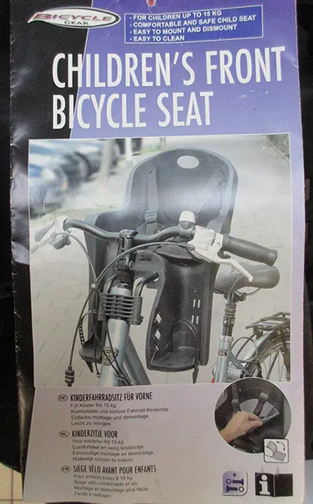 Photo from the official notice: A.I.&amp;E., BQ Bicycle Gear, Children's front bicycle seat child bicycle seat — entrapment & injuries risk