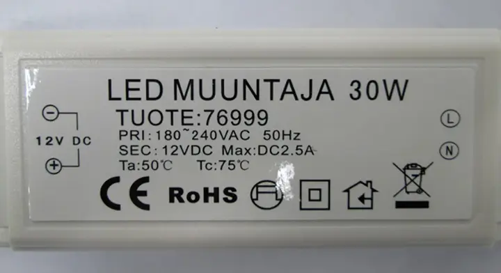 Foto del aviso oficial: KST Loistava LED-Muuntaja Equipo de control electrónico para módulo led — riesgo: Choque eléctrico