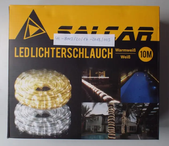 Foto aus der offiziellen Meldung: Salcar Light rope 240 white LED-Lichtschlauch — Risiko: Umwelt (A12/00892/20)