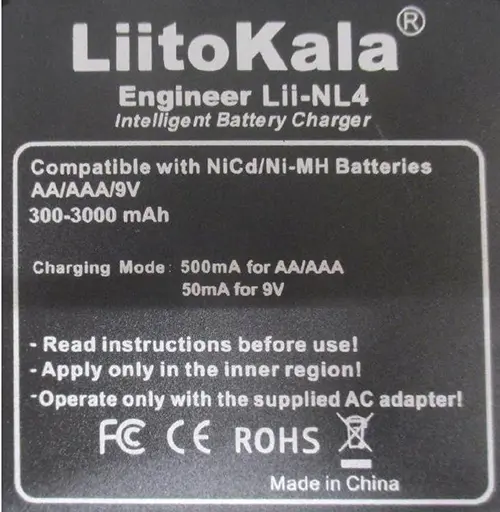 Photo de l’avis officiel: Liitokala Chargeur de batterie — risque: Choc électrique (A12/00911/20)