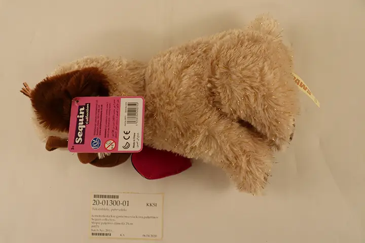 Foto aus der offiziellen Meldung: Sequin Collection Plüschtier mit Pailletten — Risiko: Verletzungen (A11/00062/20)