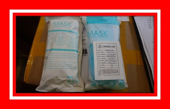 Photo from the official notice: Disposable Face Mask/ Mask disposable protective particle filter mask — health risk