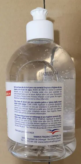 Foto do aviso oficial: ON DERMO Gel Higienizante de manos/ Gel Hygiénisant pour les mains / Gel Igienizzante per le mani Desinfetante — risco: Incêndio & Risco para a saúde / outro
