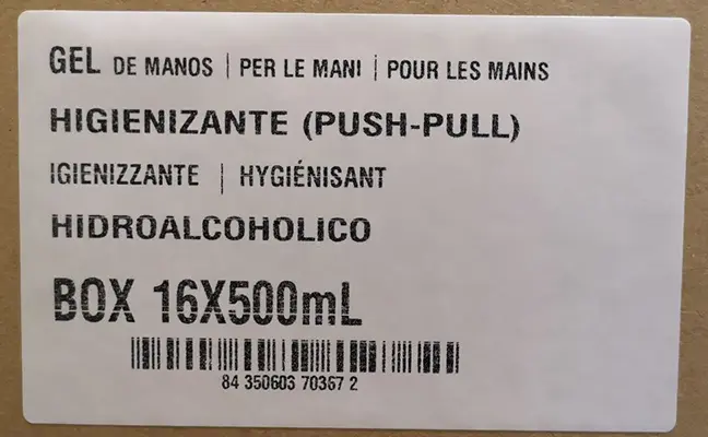 Foto do aviso oficial: ON DERMO Gel Higienizante de manos/ Gel Hygiénisant pour les mains / Gel Igienizzante per le mani Desinfetante — risco: Incêndio & Risco para a saúde / outro