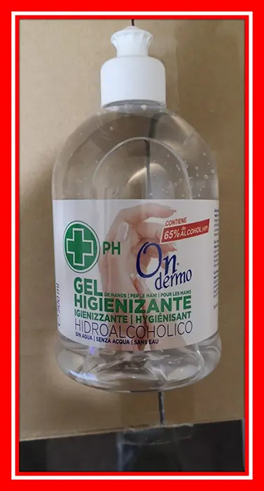 Foto do aviso oficial: ON DERMO Gel Higienizante de manos/ Gel Hygiénisant pour les mains / Gel Igienizzante per le mani Desinfetante — risco: Incêndio & Risco para a saúde / outro
