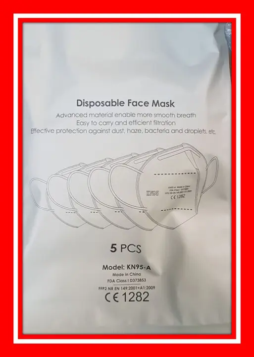 Photo de l’avis officiel: Disposable face mask Masque de filtre à particules — risque: Risque sanitaire/autre (A12/00984/20)