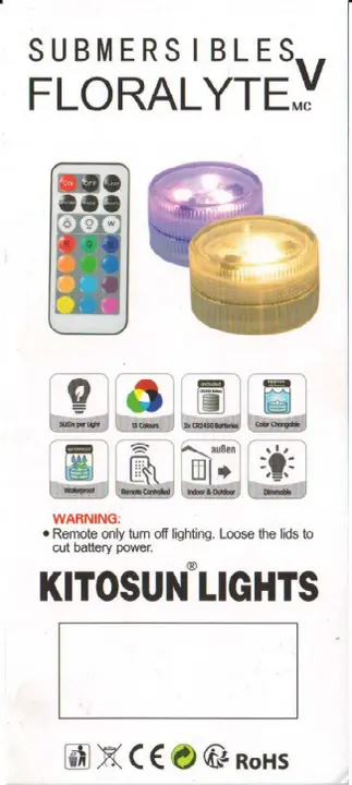 Photo de l’avis officiel: Kitosun Lights SUBMERSIBLE FLORALYTE V Lampes de bain à LED — risque: Risque chimique & Étouffement