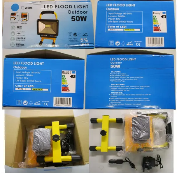 Foto do aviso oficial: LED Flood LIght Outdoor 50W Projetor LED — risco: Choque elétrico